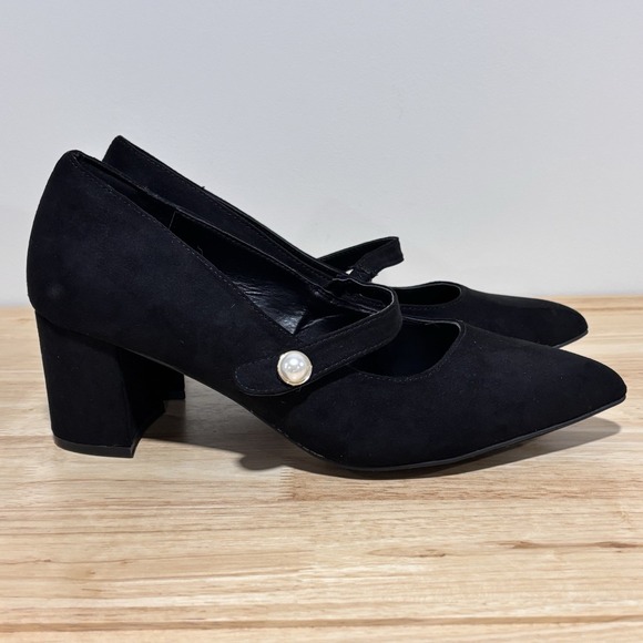 Lane Bryant Dream Cloud Mary Jane Block Heels Pearl Button Size 10W